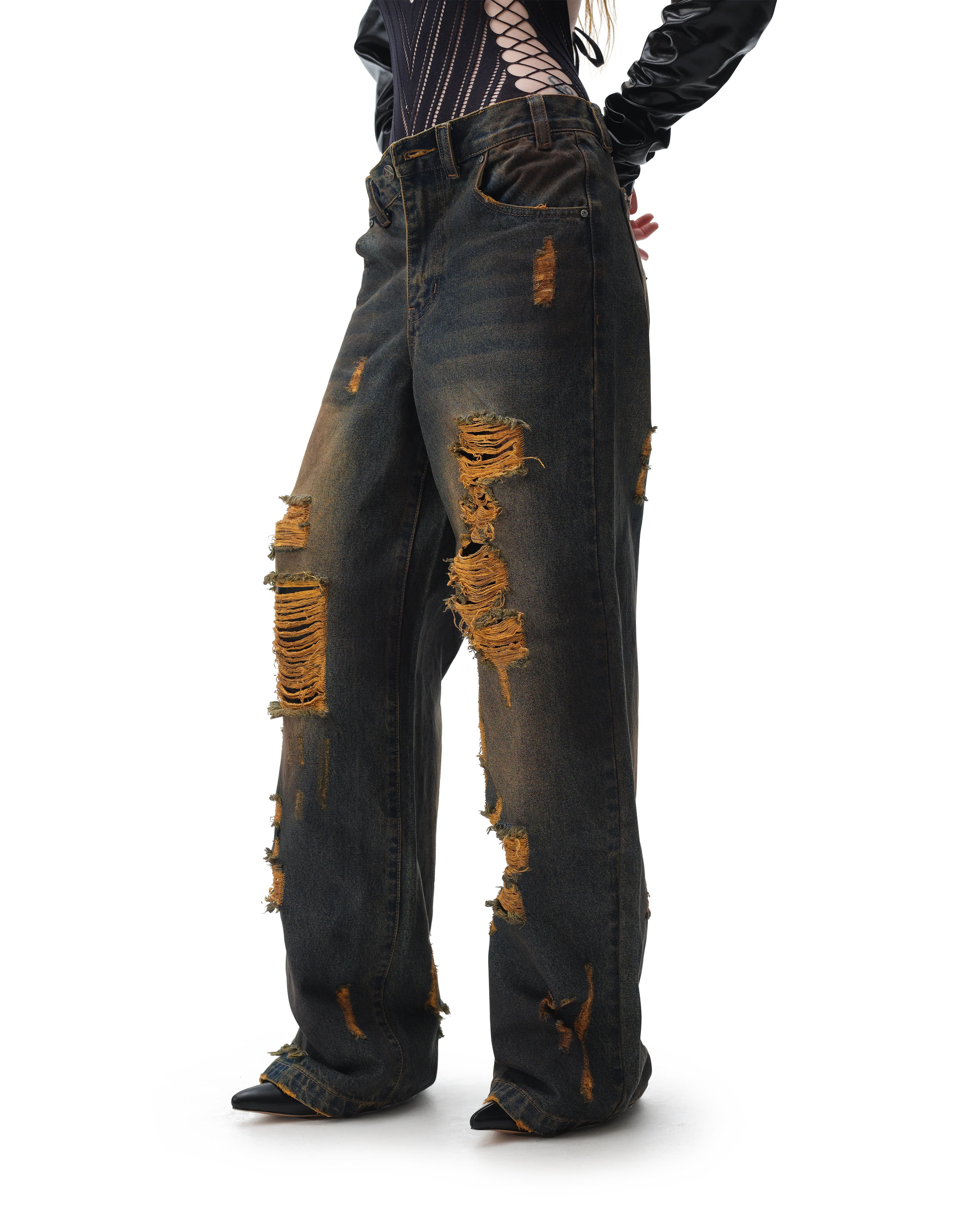 Burnout Brown Jeans - Image 13